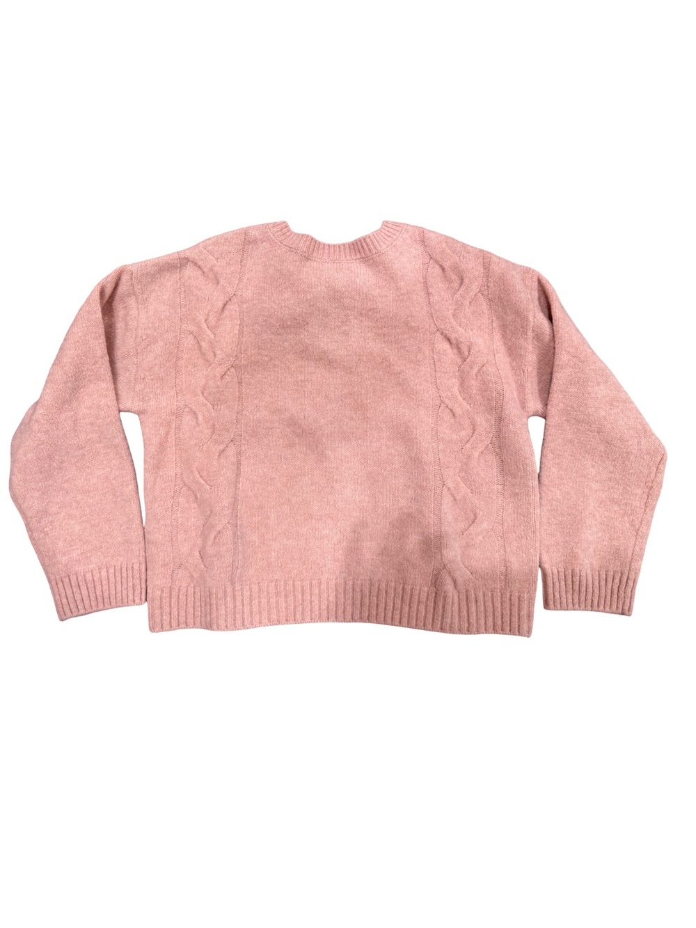 Mango Girls Pink Cable Knit Crewneck Sweater